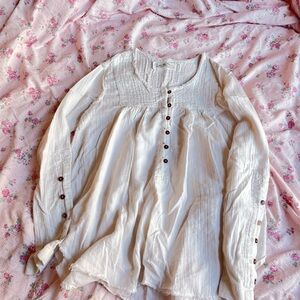 We The Free Cream Long Sleeve Blouse